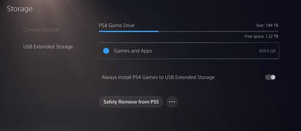 usb extended storage ps5