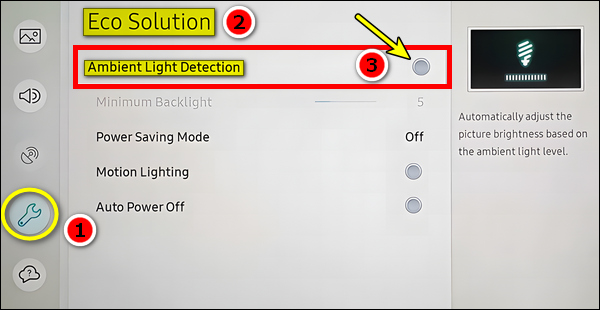 Turn off Ambient Light Detection on 2017 models or later