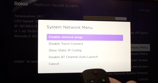 disable network pings on Roku