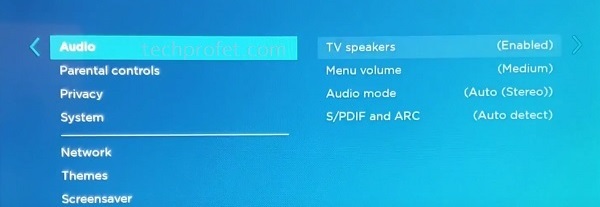 Element Roku TV audio settings
