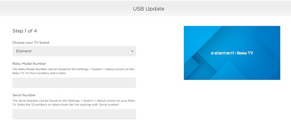 Element Roku TV USB software update