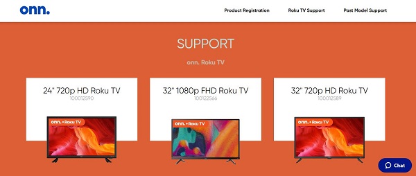 onn roku tv support page