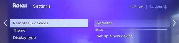 remotes and devices settings roku tv