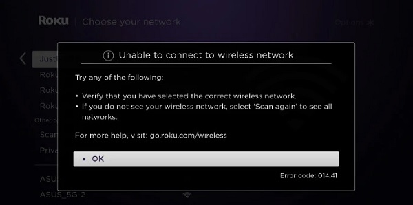 Roku Express unable to connect to wireless network