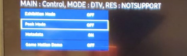 turn off peak mode samsung tv