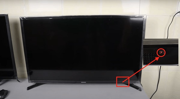 where is samsung tv power button