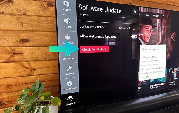 check for updates on LGTV