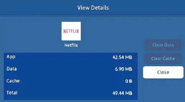 clear cache of Netflix app on samsungtv