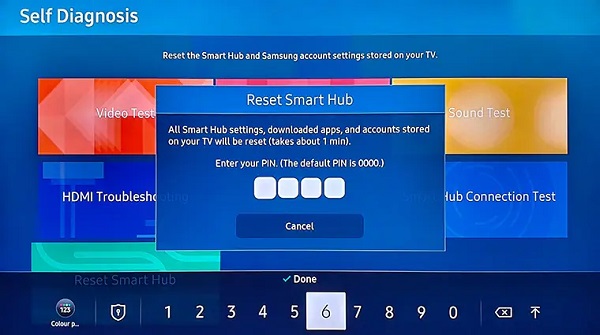 enter pin to reset smart hub