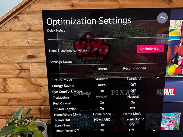 optimization settings on lg smart tv