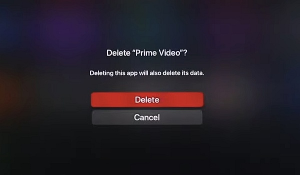 delete Prime Video app on Apple TV