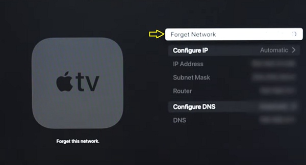 forget network on Apple TV