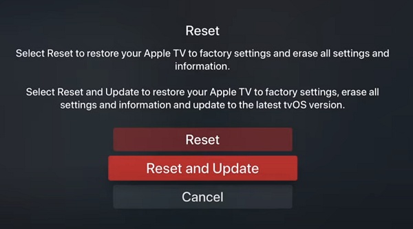 reset and update apple tv