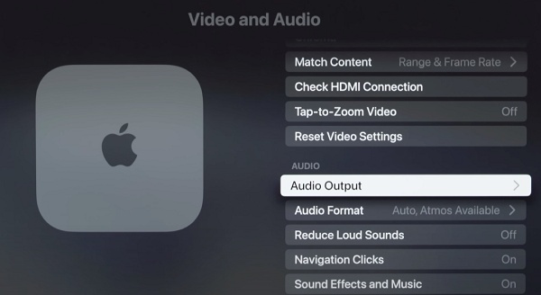 select audio output on apple tv