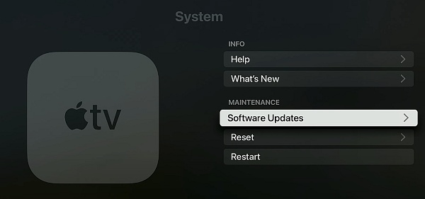 select software updates on apple tv