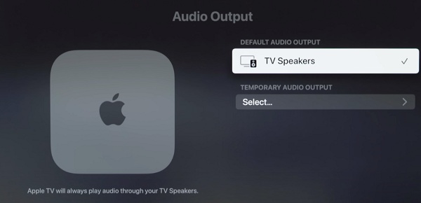 select tv speakers as audio outout