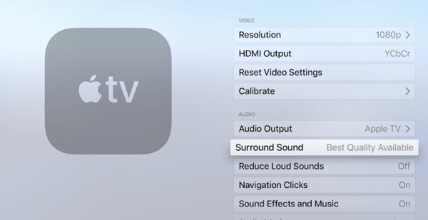 turn off surround sound on Apple TV