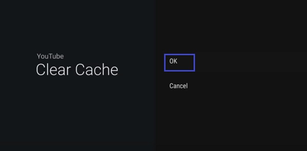 click on to clear app cache on Sony TV