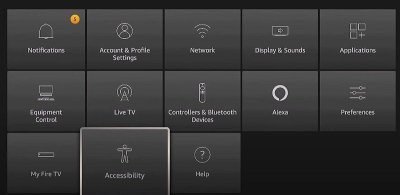 click on accessibility settings on Fire TV