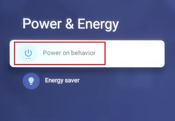 Click on power on behavior