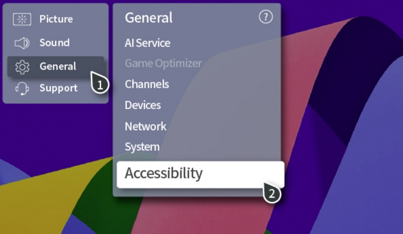go to accessibility settings on LG TV