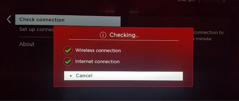 network connection check on Roku