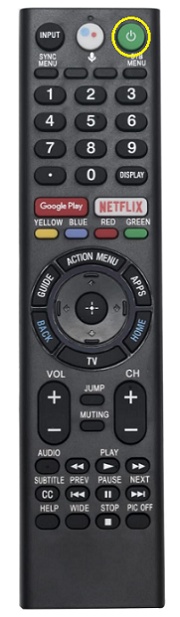 press and hold power button on tv remote