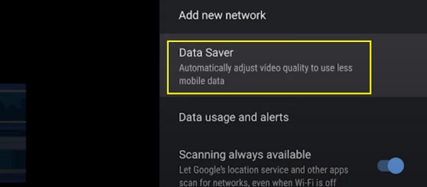 select data saver option