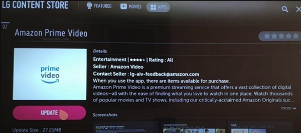 update app on LG smart TV